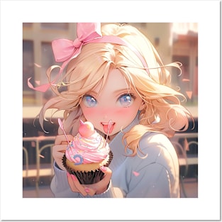 Girl and Cupcake Posters and Art